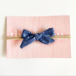 Lucy Sophia Denim Polkadot Bow